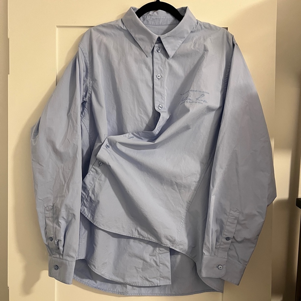 Martine rose asymmetrical blue Shirt with embroidered logo